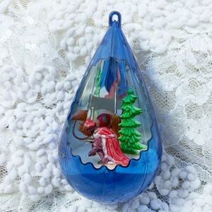 VINTAGE MCM JEWEL BRITE DIORAMA TEARDROP PLASTIC CHRISTMAS ORNAMENT WISE MAN